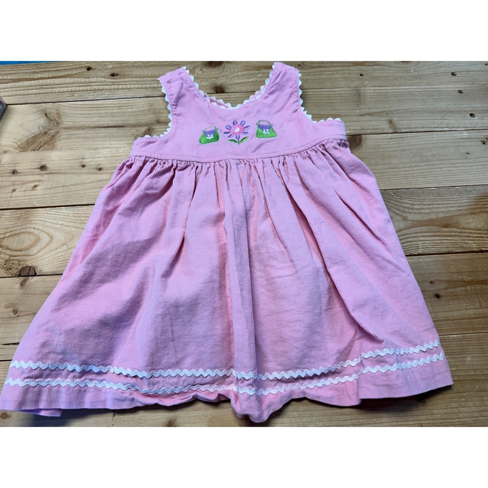 Corduroy Floral Embroidery Dress 18 mos Littles by Patsy Aiken Pink